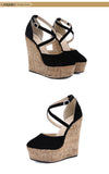 goosudu Spring Sexy Mary Janes Wedges Platforms Pumps Woman Fetish Heel Round Toe Stripper Buckle Strap Party Wedding Shoes