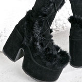 goosudu Brand Designer Fur Gothic Chunky Block Heel Women Boots High Heel Platform Cosplay Casaul Party Warm Boots Shoes Women