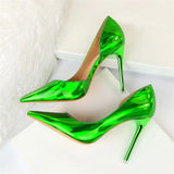 goosudu New Fashion Patent Leather Office Pumps High Heels Shoes Women Sexy Pointed toe Shallow Party Wedding Shoes