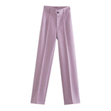 Goosudu High Waisted Casual White Trousers Women Brown Stright Pants Office Lady Korean Style Women Pantalones De Mujer