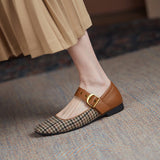 goosudu Mary Jane Shoes New Spring Brand Women Pumps Low-heel Female Ladies Shoes Square Toe Buckle Mixed Color Retro Women Shoes