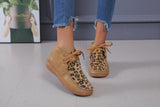 goosudu Woman Shoes Spring New Leopard Print Snow Boots Women's Low Tube Round Head Martin Boots Warm Flat Shoes