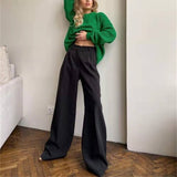 High waist shows thin loose wide leg pants sex  y2k  Casual  streetwear  Straight  Summer   women