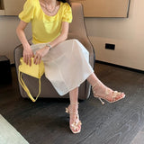 goosudu  Women Sandals Shoes Sexy High Heels Buckle Strap Sandals Summer Party Dress Pumps NEW Woman Shoes High Heels Sexy