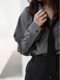 Spring Minimalist Long Sleeve Button Up Shirt Women Korean Style Solid Tie Oversize Shirts Blouse Loose Clothes Tops