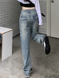 Y2k Star Patchwork Jeans Women Streetwear Low Rise Straight Leg Denim Cargo Pants Baggy Harajuku Vintage Casual Jean 90s