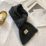 Fashion Pure Color Winter Warm Kniited Scarf for Women Korean Style  Neckercheif Girls Skinny Cashmere Scarfs For Women