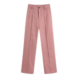 Goosudu High Waisted Casual White Trousers Women Brown Stright Pants Office Lady Korean Style Women Pantalones De Mujer