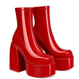 Ankle Boots Women Fashion High Platform Shaped High Heel Boots Chunky Heels Zipper Designer Shoes 45 Platform Shoes Women Shoes