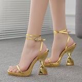 Ladies Elegant Purple Strange High Heels Waterproof Platform Sandals For Women Design Summer Party Dress Chunky Shoes