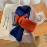 Fashion Solid Kintted Winter Scarf for Women Splice Thick Warm Cashmere Neckerchief Elastic Woolen Yarn Skinny Bufanda Foulard