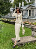 Ruffled Fashion Knit Dress Women Autumn Ribbed Contrast Long Sleeve High Waist Lapel Gown Dress Knitwear Ladies Maxi Dress