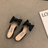 Bow Sandals Women Summer Pointed Low Heel Sandals Women Fashion Baotou Thin Strap Sandals High Heels Sandalias De Mujer