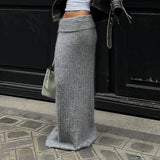 Autumn Winter Knit Skirt Fashion Street Style Low Rise Straight Long Skirts for Women y2k Harajuku Outfits Vintage Lady