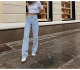 Straight Jeans Women High Waist Streetwear Light Blue Boyfriend Denim Pants Ladies Wide Leg White Jeans For Women