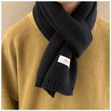 Winter Warm Knitted Scarves  Long Size Thickened Women Scarf Korean Casual Outdoors Thermal Men's Black Scarf Christmas Gifts