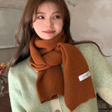 Winter Warm Knitted Scarves  Long Size Thickened Women Scarf Korean Casual Outdoors Thermal Men's Black Scarf Christmas Gifts