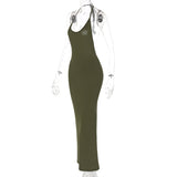 goosudu  Solid Halter Sleeveless Backless Slim Sexy Maxi Dress Spring Women Elegant Streetwear Party Y2K Clothing Concise