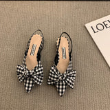 Bow Sandals Women Summer Pointed Low Heel Sandals Women Fashion Baotou Thin Strap Sandals High Heels Sandalias De Mujer