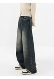 Harajuku Streetwear Retro Fashion Autumn Women High Waist Jeans Loose Wide Leg Straight Loose Denim Trousers Y2K Baggy Pants