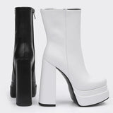 goosudu New Ankle Boots Women Quality Platform Boots Female Fashion Short Boot Black Chunky High Heel Women Shoes Big Size 41