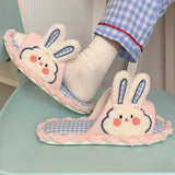 Female Spring and Summer Cute Girl Heart Rabbit Linen Sandals Student Home Bedroom Four Seasons Mute Cotton Linen Women Slipper