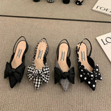 Bow Sandals Women Summer Pointed Low Heel Sandals Women Fashion Baotou Thin Strap Sandals High Heels Sandalias De Mujer