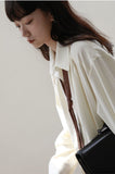 Spring Minimalist Long Sleeve Button Up Shirt Women Korean Style Solid Tie Oversize Shirts Blouse Loose Clothes Tops