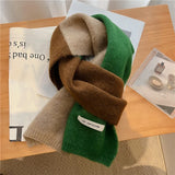 Fashion Solid Kintted Winter Scarf for Women Splice Thick Warm Cashmere Neckerchief Elastic Woolen Yarn Skinny Bufanda Foulard