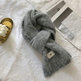 Fashion Pure Color Winter Warm Kniited Scarf for Women Korean Style  Neckercheif Girls Skinny Cashmere Scarfs For Women