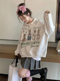 Hoodie for Woman Retro Gray Rabbit Y2k  Sweater Women Spring and Autumn Loose Oversize Harajuku Wind Casual Hundred Take Tops