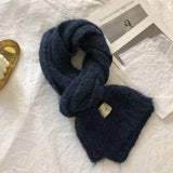 Fashion Pure Color Winter Warm Kniited Scarf for Women Korean Style  Neckercheif Girls Skinny Cashmere Scarfs For Women