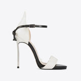 Black And White Bow Knot Sandals Metal Heel Open Toe Runway Shoes Sandals For Women Stilettos High Heel Wedding Shoes On Heels