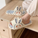 Female Spring and Summer Cute Girl Heart Rabbit Linen Sandals Student Home Bedroom Four Seasons Mute Cotton Linen Women Slipper