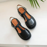 Autumn Women Shoes Round Toe Chunky Heel Women Sandals Women Mary Janes Leather Shoes Concise Shoes for Women Closed Nose