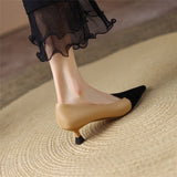 Pumps Shoes Women Mid Heel Fashion Sexy Spring Sheepskin Pointed Toe Thin Heel Office Party Black Handmade Shoe Big Size 42