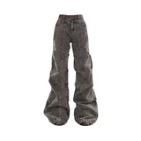 Women's Grey Jeans Vintage Korean 90s Aesthetic Denim Trousers Harajuku High Waist Cowboy Pants Fashion Y2k 2000s Trashy Clothes