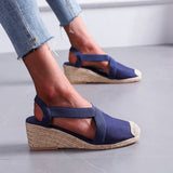 Summer Women High Wedge Heels Espadrille Soled Sandals Slippers Shoes Female Bowknot Gladiator Slingback Sandals Slippers Shoes