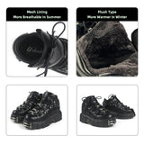 Brand Punk Style Women Shoes Lace-up heel height 6CM Platform Shoes Woman Gothic Ankle Boots Metal Decor Woman Sneakers