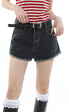 Women's Straight Shorts Jeans Black Hot Pants High Waist Europe America Street Summer Vintage Chic Design Denim Minipants Shorts