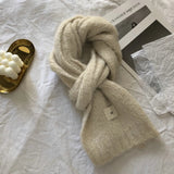 Fashion Pure Color Winter Warm Kniited Scarf for Women Korean Style  Neckercheif Girls Skinny Cashmere Scarfs For Women