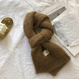 Fashion Pure Color Winter Warm Kniited Scarf for Women Korean Style  Neckercheif Girls Skinny Cashmere Scarfs For Women