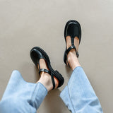 Autumn Women Shoes Round Toe Chunky Heel Women Sandals Women Mary Janes Leather Shoes Concise Shoes for Women Closed Nose