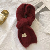 Fashion Pure Color Winter Warm Kniited Scarf for Women Korean Style  Neckercheif Girls Skinny Cashmere Scarfs For Women