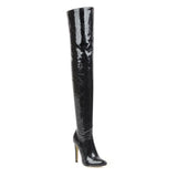 goosudu   New Fashion womens overknee snake PU boots patent PU high thin heels pointed toe party bars pole dance sexy boots