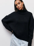 Women Turtleneck Sweater Autumn Winter Solid Elegant Thick Warm Long Sleeve Knitted Pullovers Ladies Casual Basic Jumpers Tops