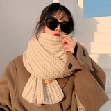 Winter Warm Knitted Scarves  Long Size Thickened Women Scarf Korean Casual Outdoors Thermal Men's Black Scarf Christmas Gifts