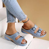 Sandals Shoes for Women Wedges  Fashion Belt Buckle Platform Outdoor Walking Slippers Non-slip Open Toe Ladies Shoes