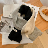 Fashion Solid Kintted Winter Scarf for Women Splice Thick Warm Cashmere Neckerchief Elastic Woolen Yarn Skinny Bufanda Foulard