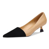 Pumps Shoes Women Mid Heel Fashion Sexy Spring Sheepskin Pointed Toe Thin Heel Office Party Black Handmade Shoe Big Size 42